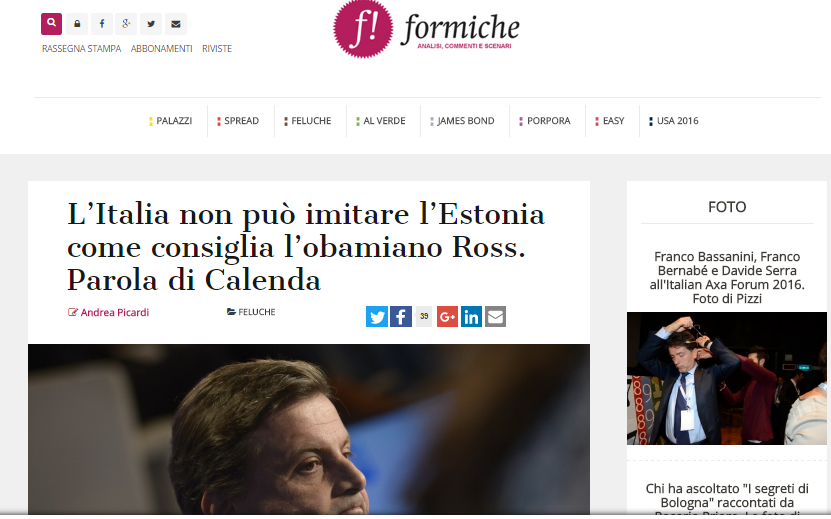 L’Italia non può imitare l’Estonia come consiglia l’obamiano Ross. Parola di Calenda