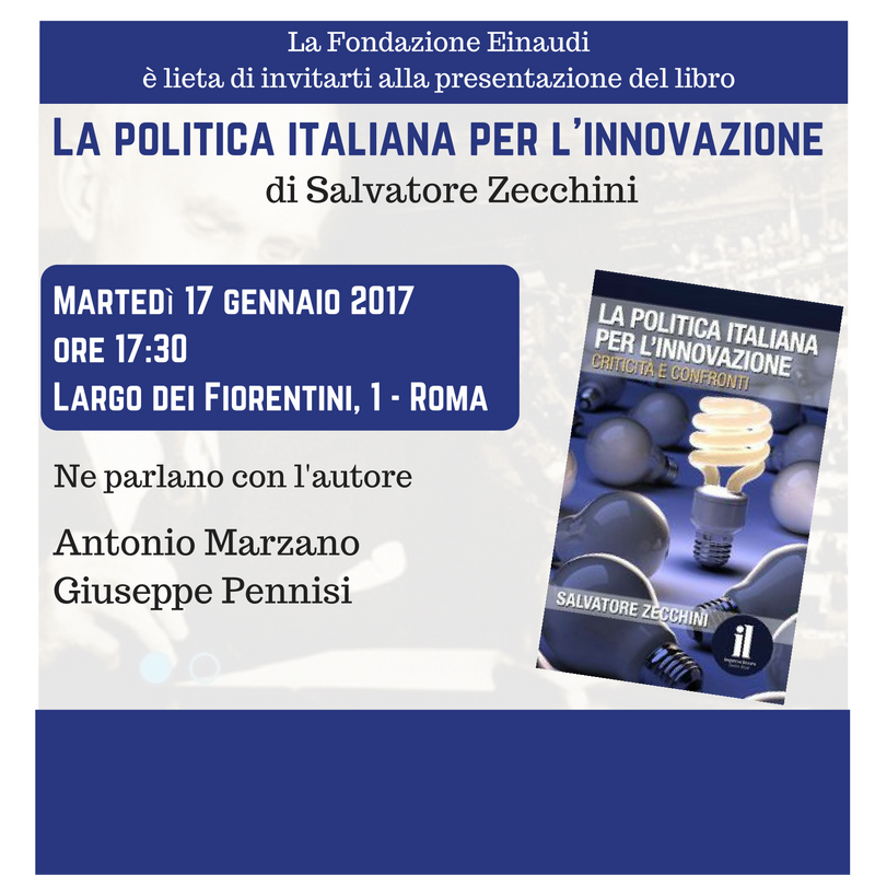 Presentazione libro “La politica italiana per l’innovazione”