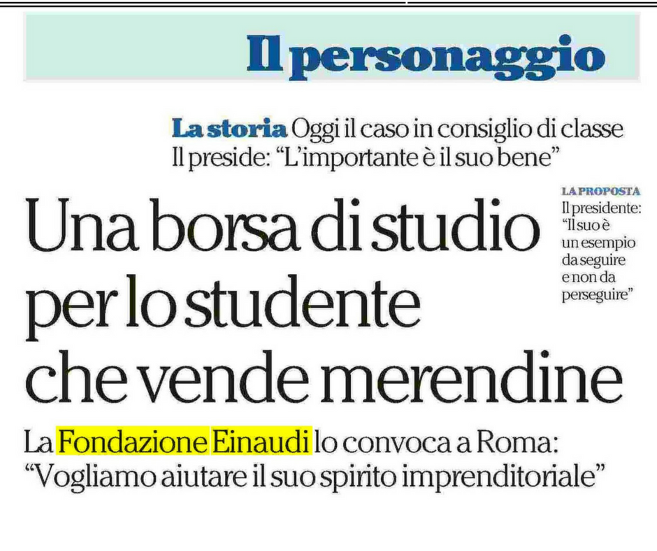 Una borsa di studio per lo studente che vende merendine