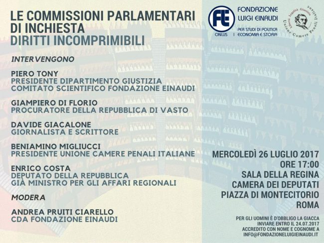 “Le commissioni parlamentari di inchiesta – Diritti incomprimibili”