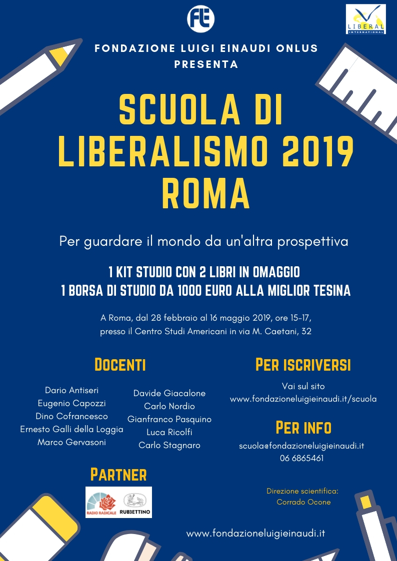 Cerimonia consegna borsa di studio Scuola di Liberalismo 2019 di Roma