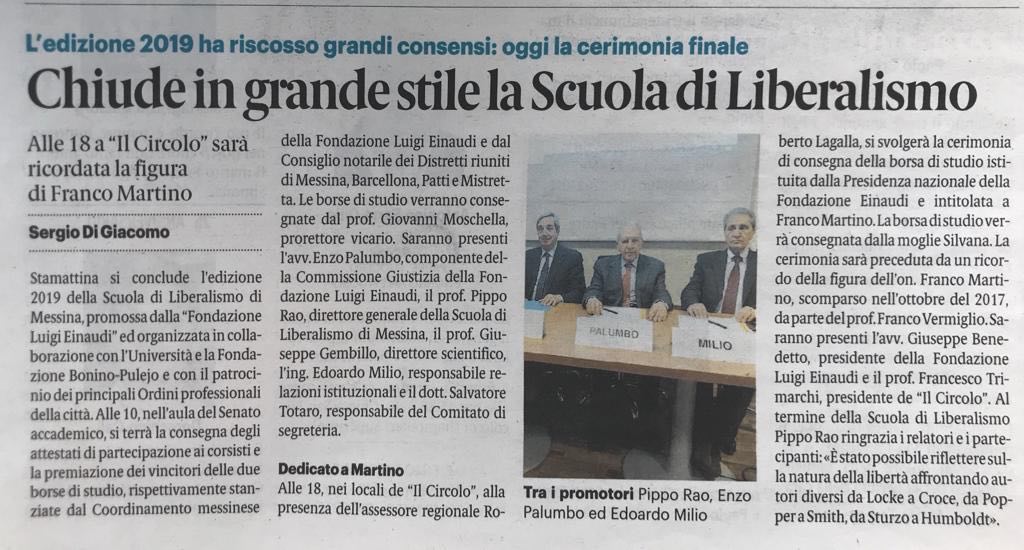 Chiude in grande stile la Scuola di Liberalismo – 16/06/2016 Gazzetta del Sud