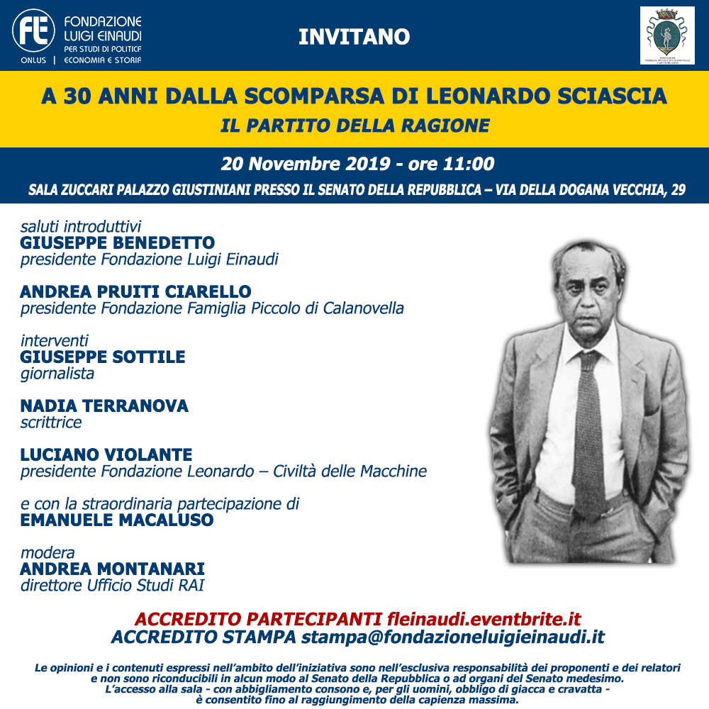 A 30 anni dalla scomparsa di Leonardo Sciascia – Il Partito della Ragione