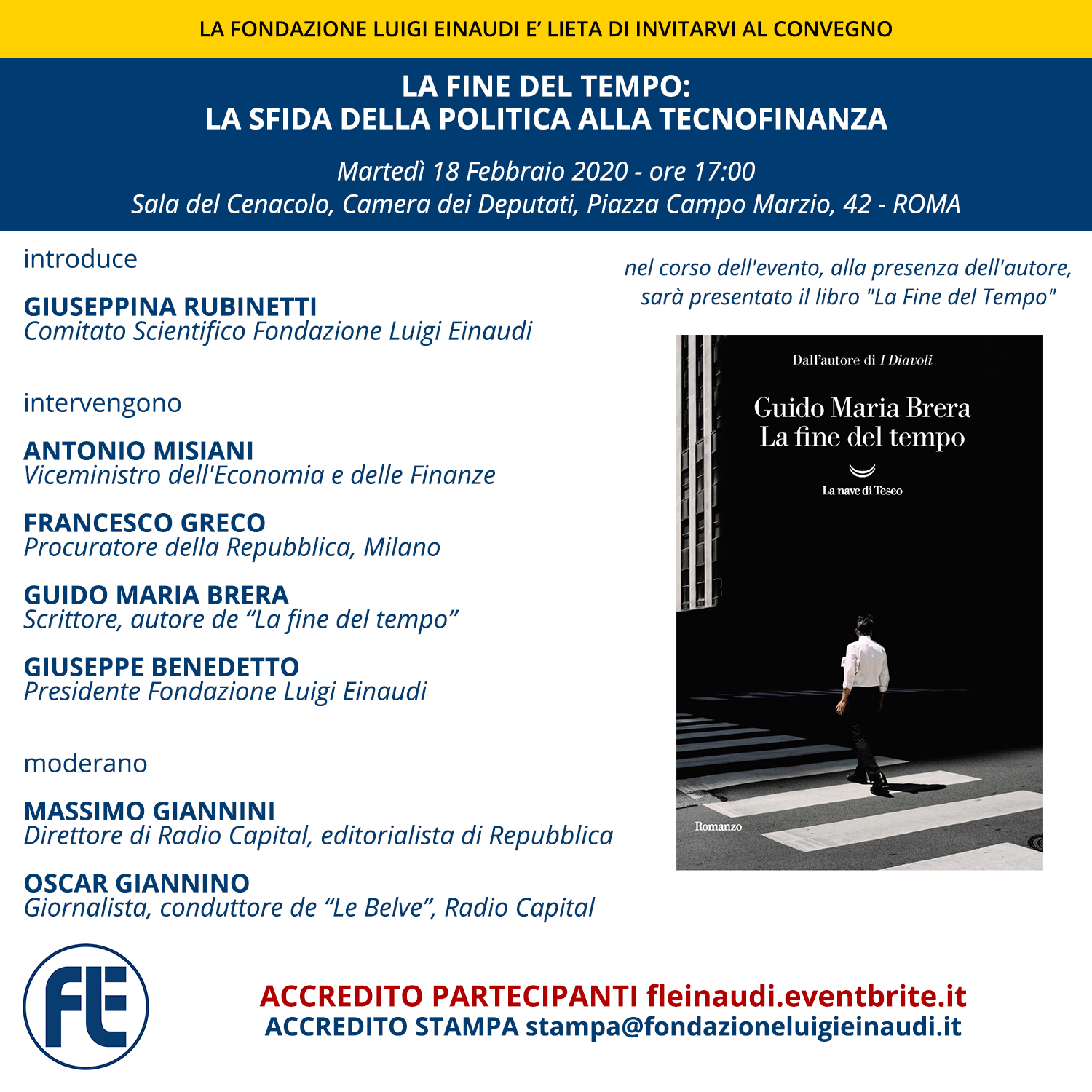End of Time: politics vs Financial Technology – Book presentation: “La fine del Tempo” by Guido Maria Brera