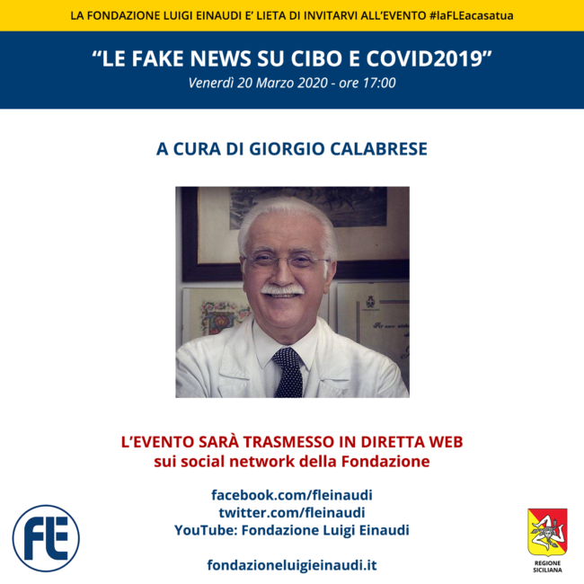 #laFLEacasatua – Diretta con il Prof. Giorgio Calabrese, tema: “le fake news su cibo e covid2019”