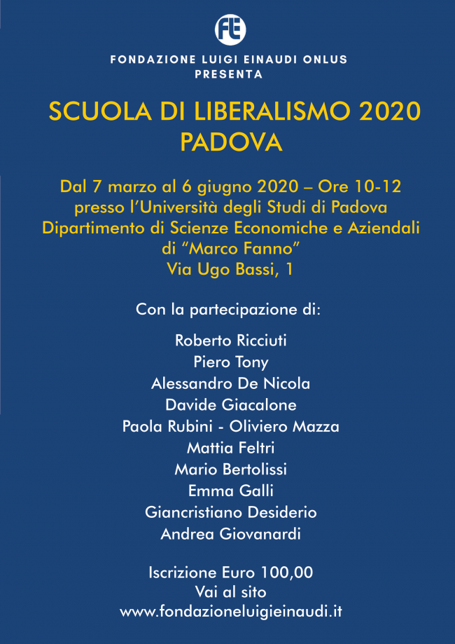 Opening of the “School of Liberalism 2020” – PADUA