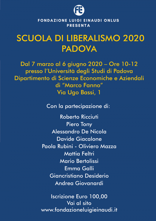 Inaugurazione Scuola di Liberalismo 2020 – Padova