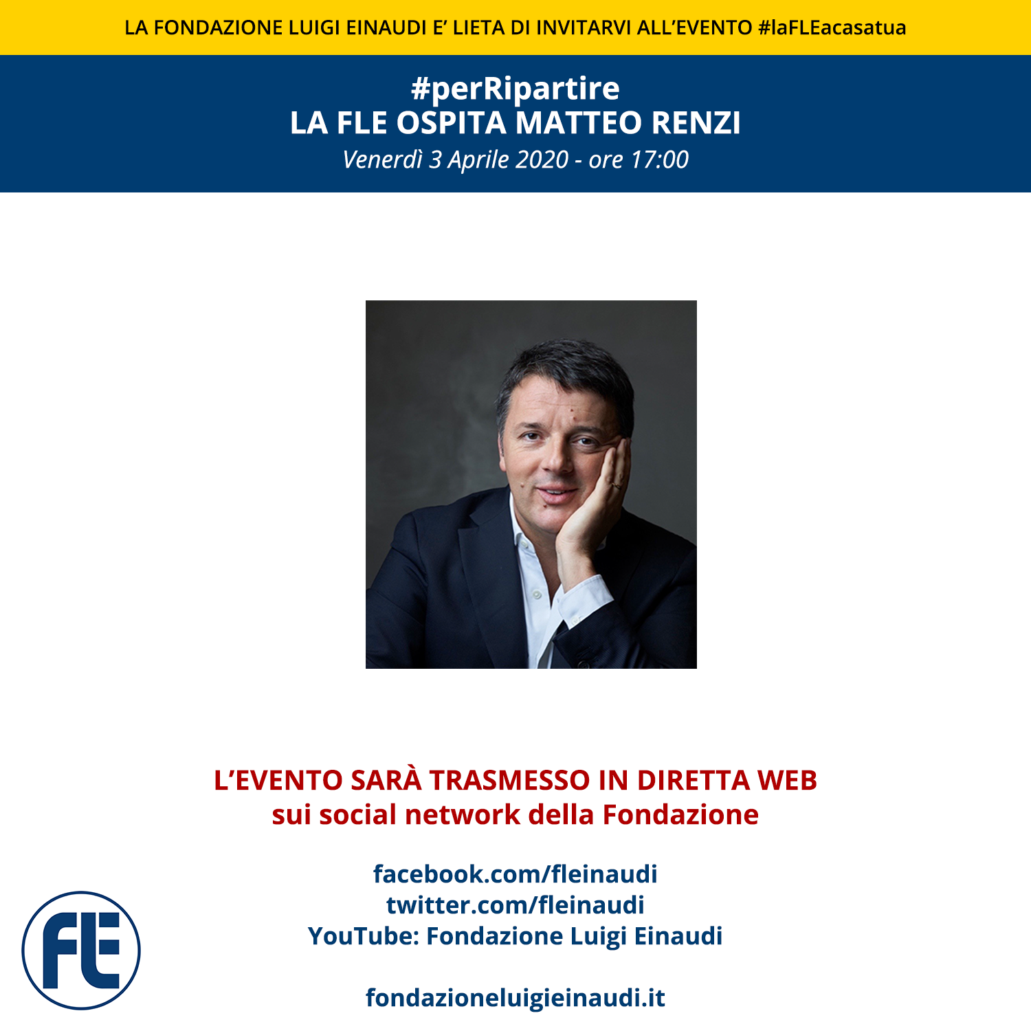 #FLEatHome – Live with Matteo Renzi – #ToStartOver