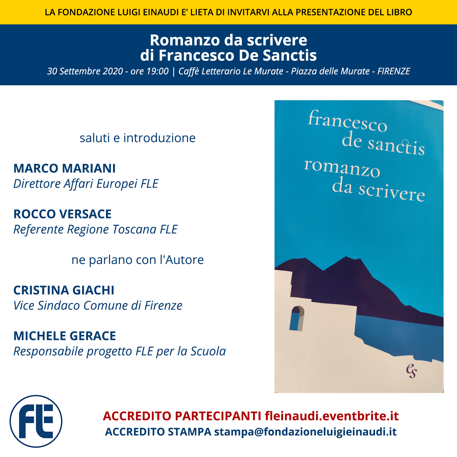 Presentation of the book “Romanzo da Scrivere”, author Francesco de Sanctis