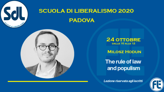 Padova, October 24, 2020. School of Liberalism: Milosz Hodun gives the lecture