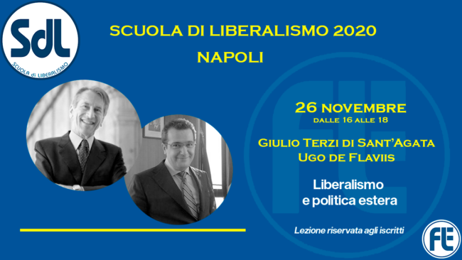 Naples, November 26, 2020. School of Liberalism: Giulio Terzi di Sant’Agata and Ugo de Flaviis give the lecture