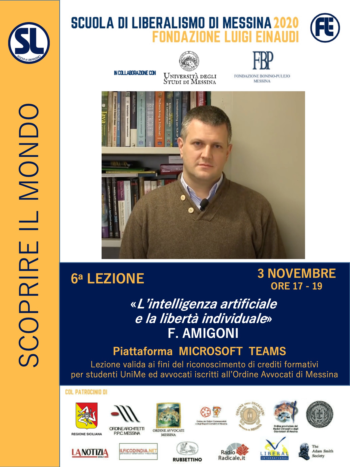 Messina, November 3, 2020. School of Liberalism: Francesco Amigoni gives the lecture