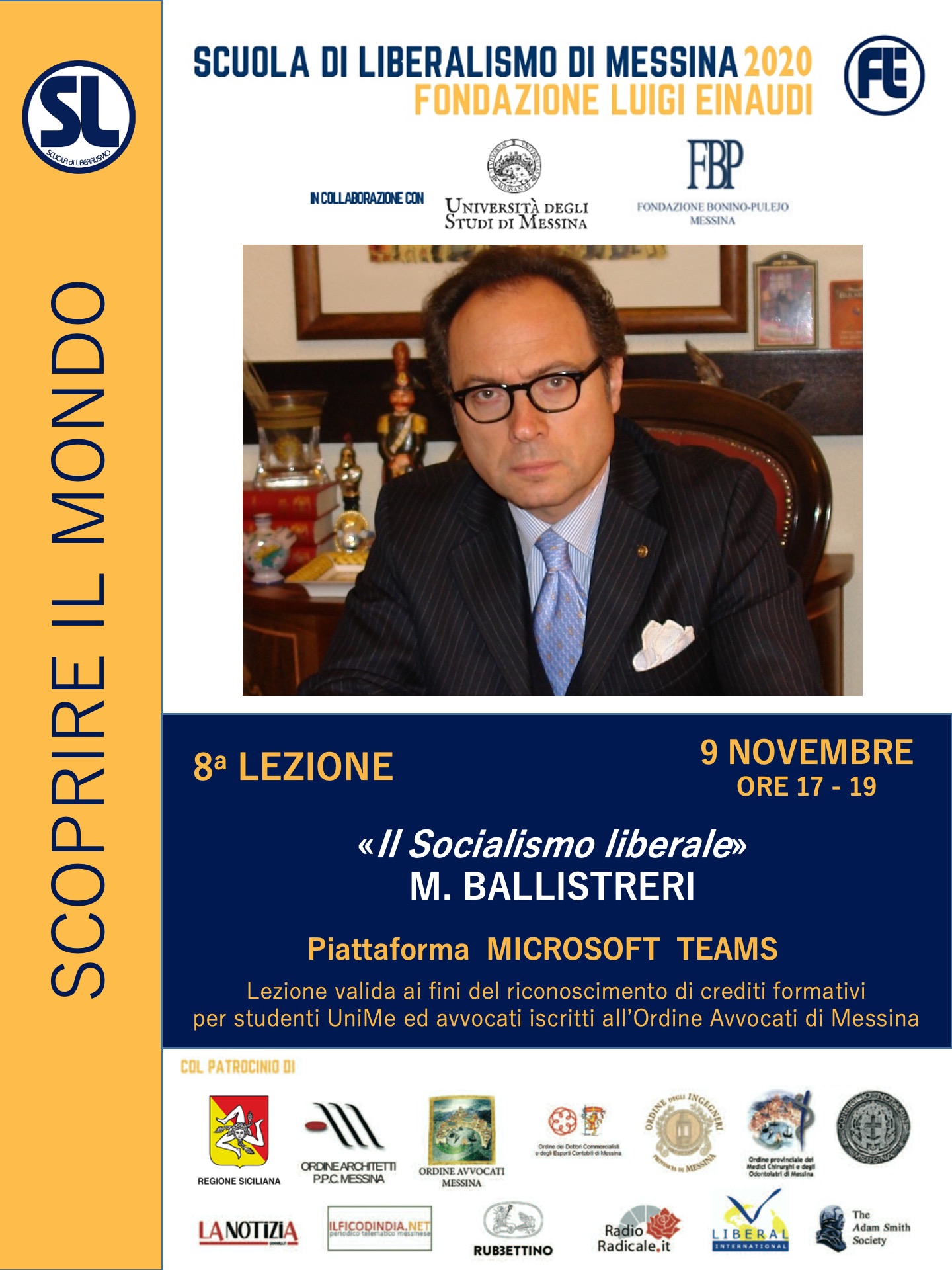Scuola di Liberalismo 2020 Messina: 9 novembre lezione di Maurizio Ballistreri