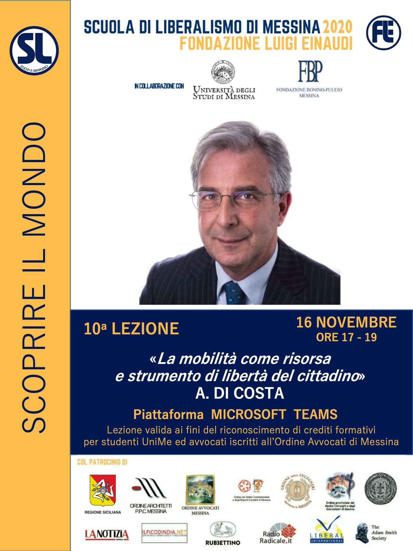 Messina, November 16, 2020. School of Liberalism: Alfio Di Costa gives the lecture