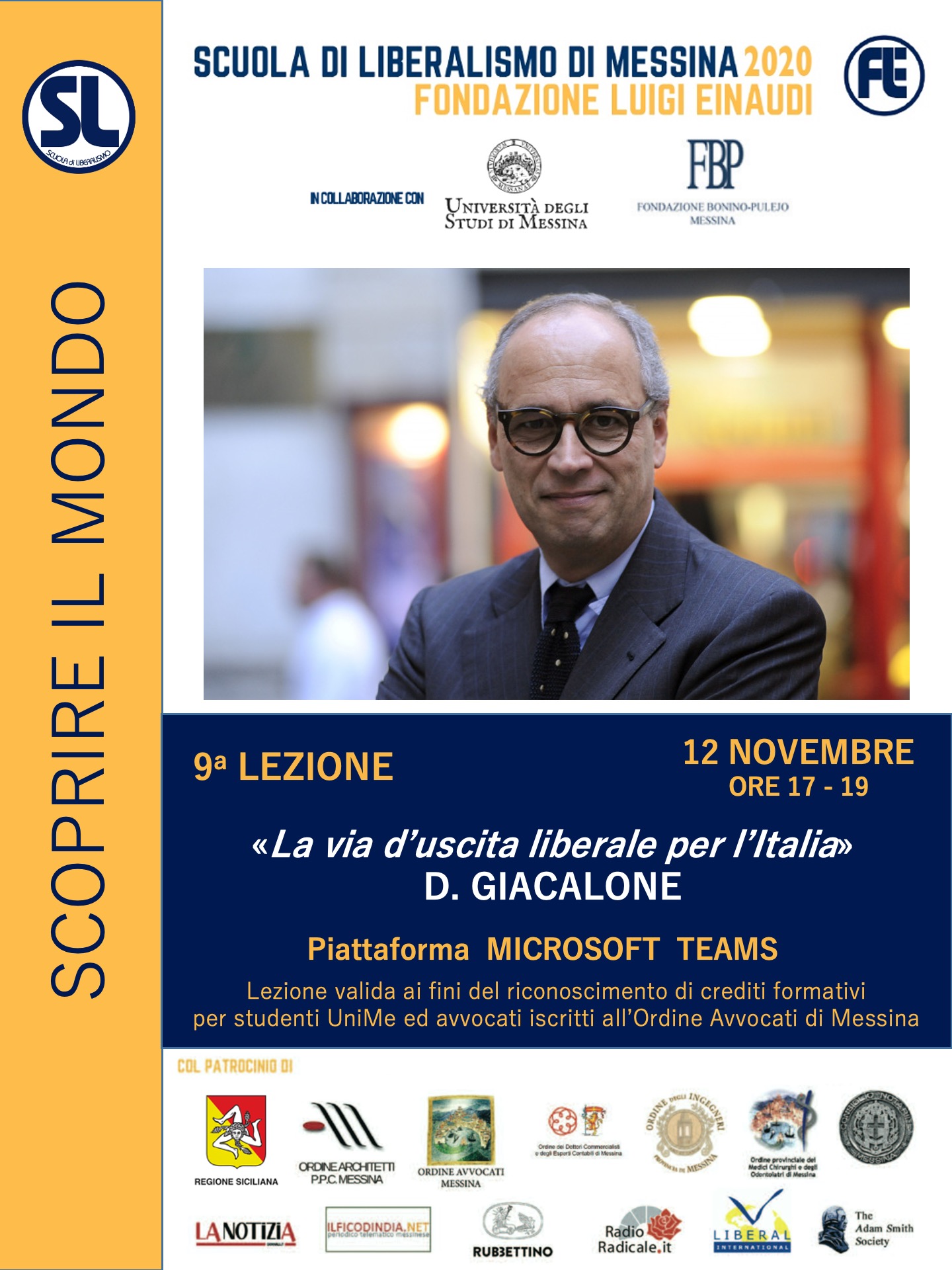 Scuola di Liberalismo 2020 Messina: 12 novembre lezione di Davide Giacalone