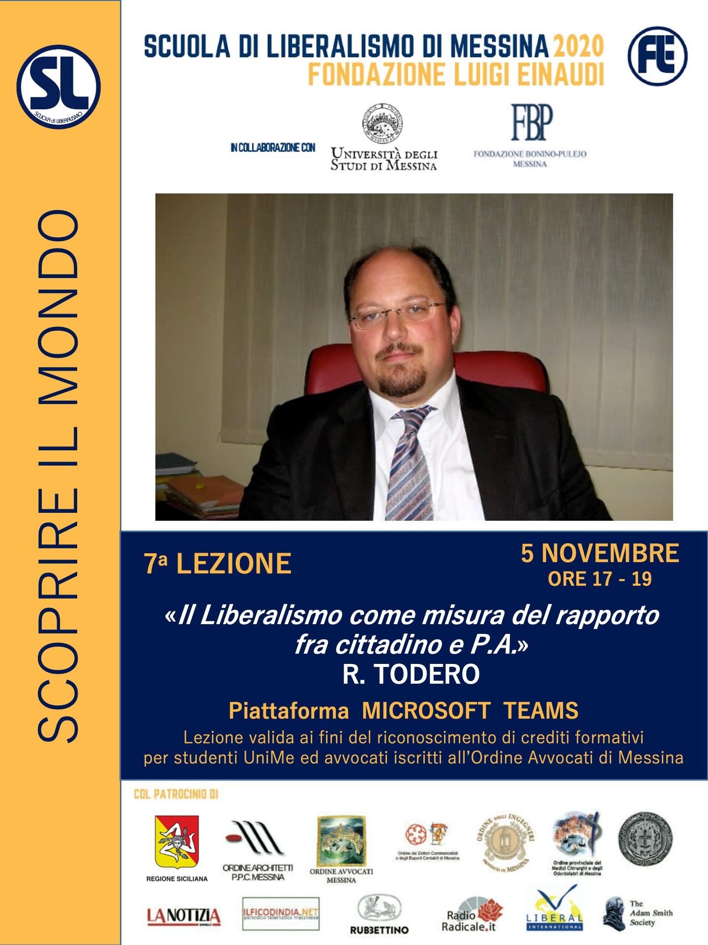Scuola di Liberalismo 2020 Messina: 5 novembre lezione di Rocco Todero