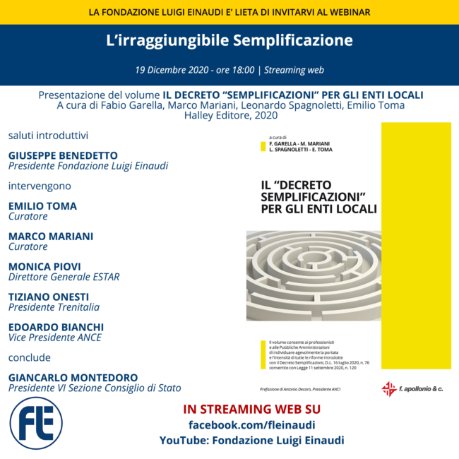 Webinar “L’irraggiungibile semplificazione”