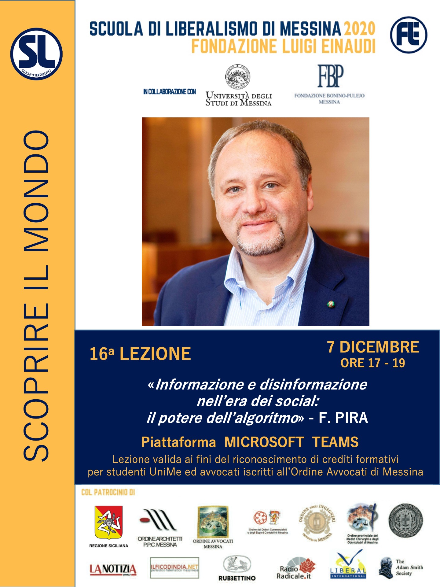 Messina, December 7, 2020. School of Liberalism: Francesco Pira gives the lecture