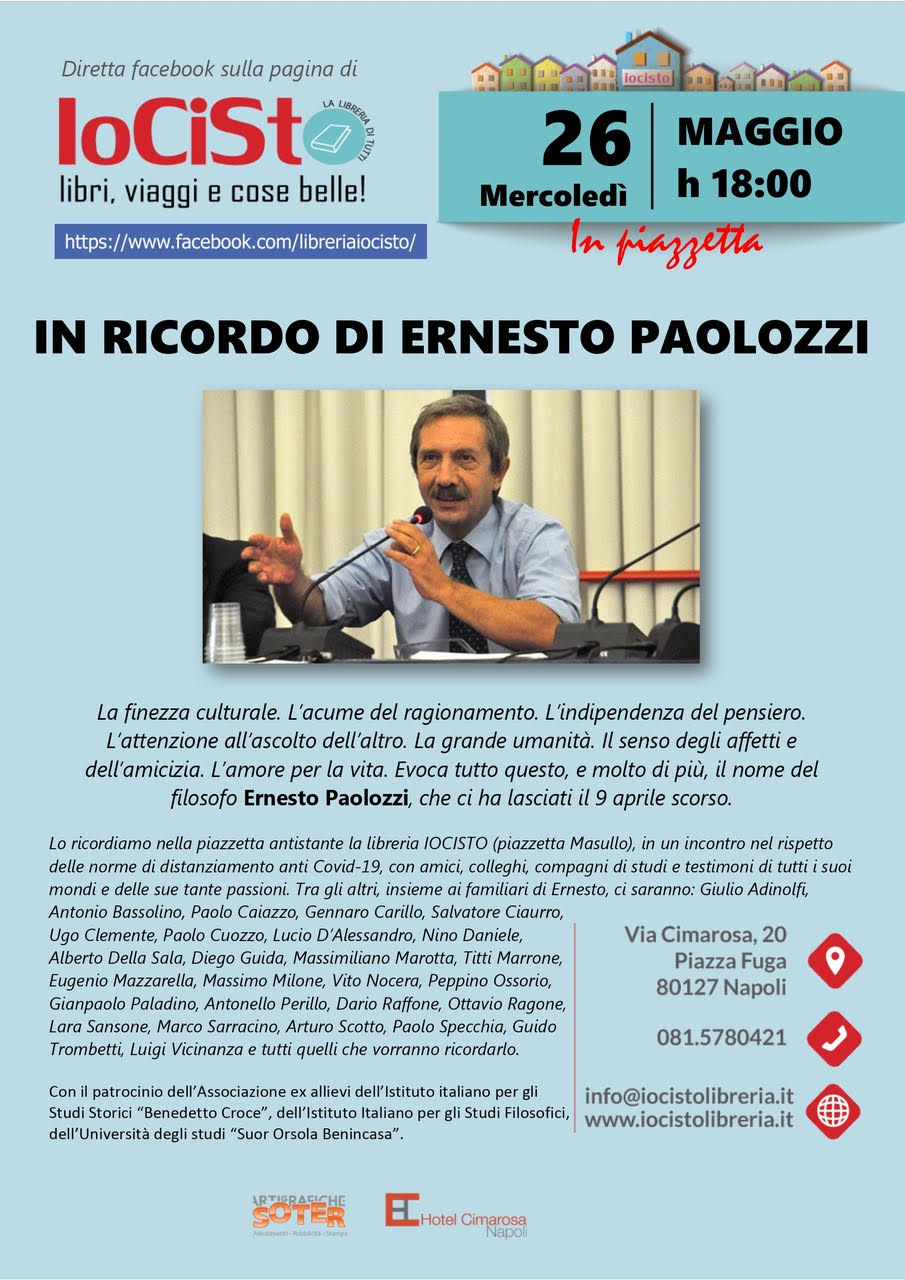 L’Associazione degli allievi dell’Istituto Croce di Napoli ricorda Ernesto Paolozzi il 26 maggio