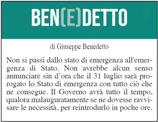 BEN(E)DETTO: 18 giugno 2021