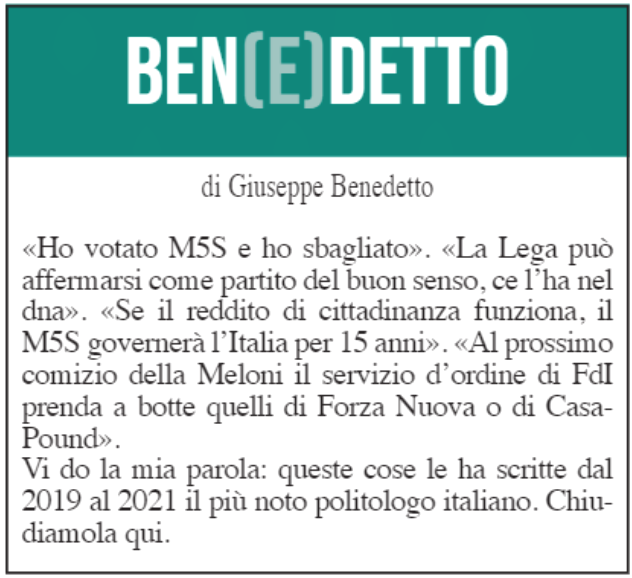 Ben(e)detto: 3 luglio 2021