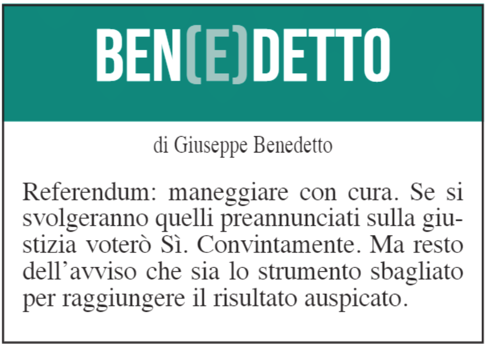 BEN(E)DETTO: 4 giugno 2021