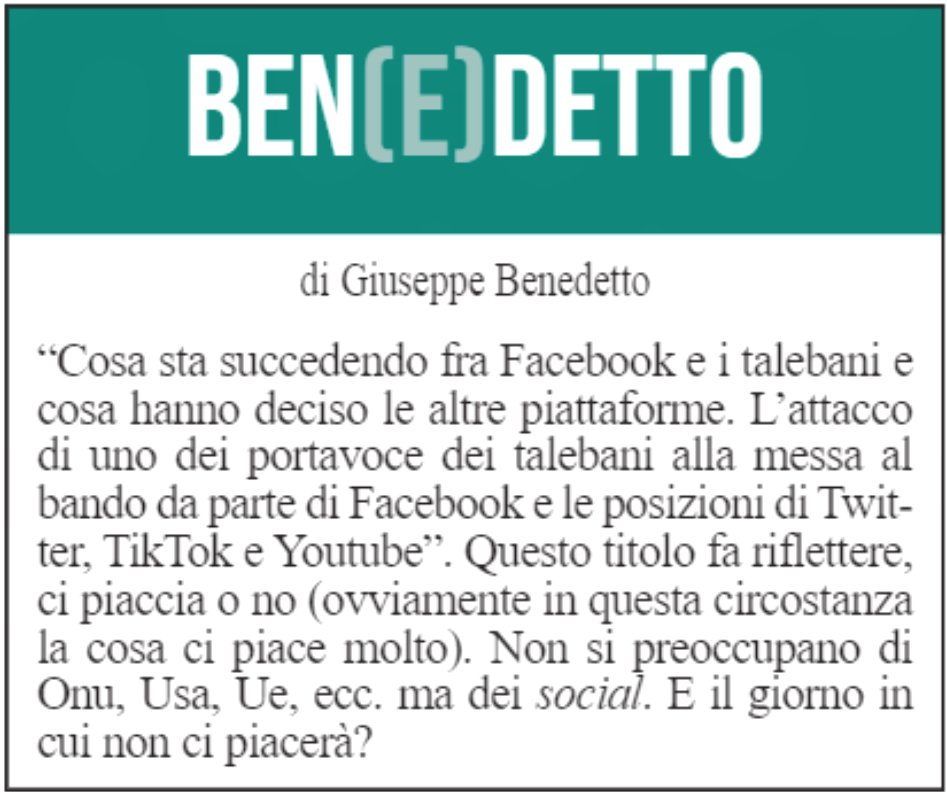 BEN(E)DETTO 19 agosto 2021