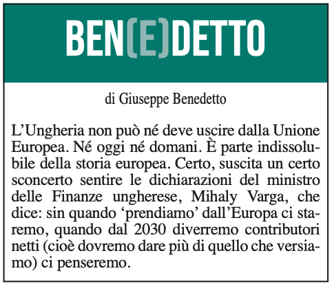 BEN(E)DETTO 5 Agosto 2021