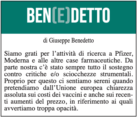 BEN(E)DETTO 7 Agosto 2021