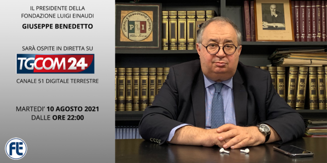 Il Presidente Giuseppe Benedetto ospite a TGCOM24, 10 Agosto 2021 ore 22:00