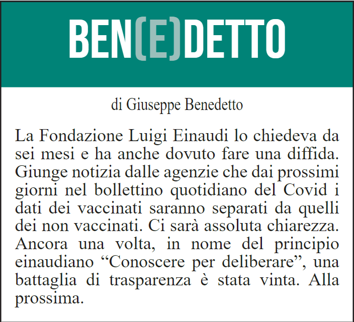 BEN(E)DETTO 1 settembre 2021