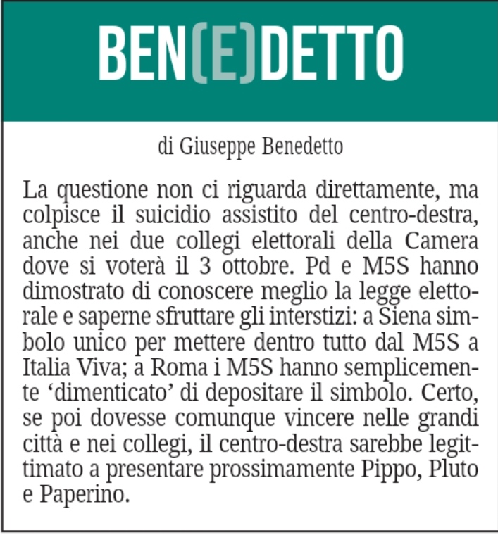 BEN(E)DETTO 2 settembre 2021