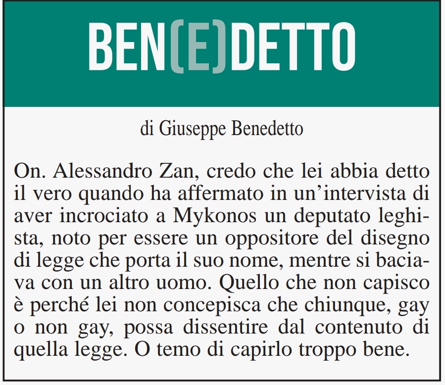 BEN(E)DETTO 8 settembre 2021