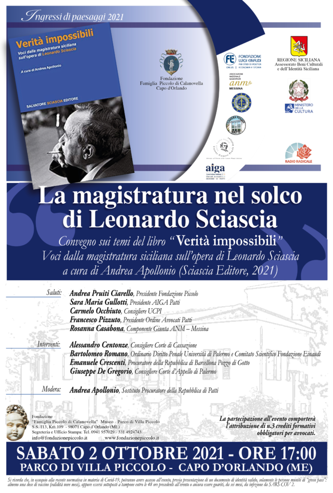 The Judiciary in the path of Leonardo Sciascia – Conference in Villa Piccolo, Capo d’Orlando