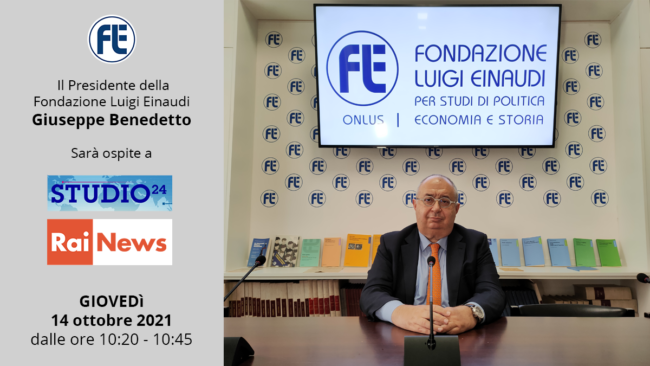 Il Presidente Giuseppe Benedetto ospite a Studio24 su RAI News il 14 ottobre 2021 dalle ore 10:20