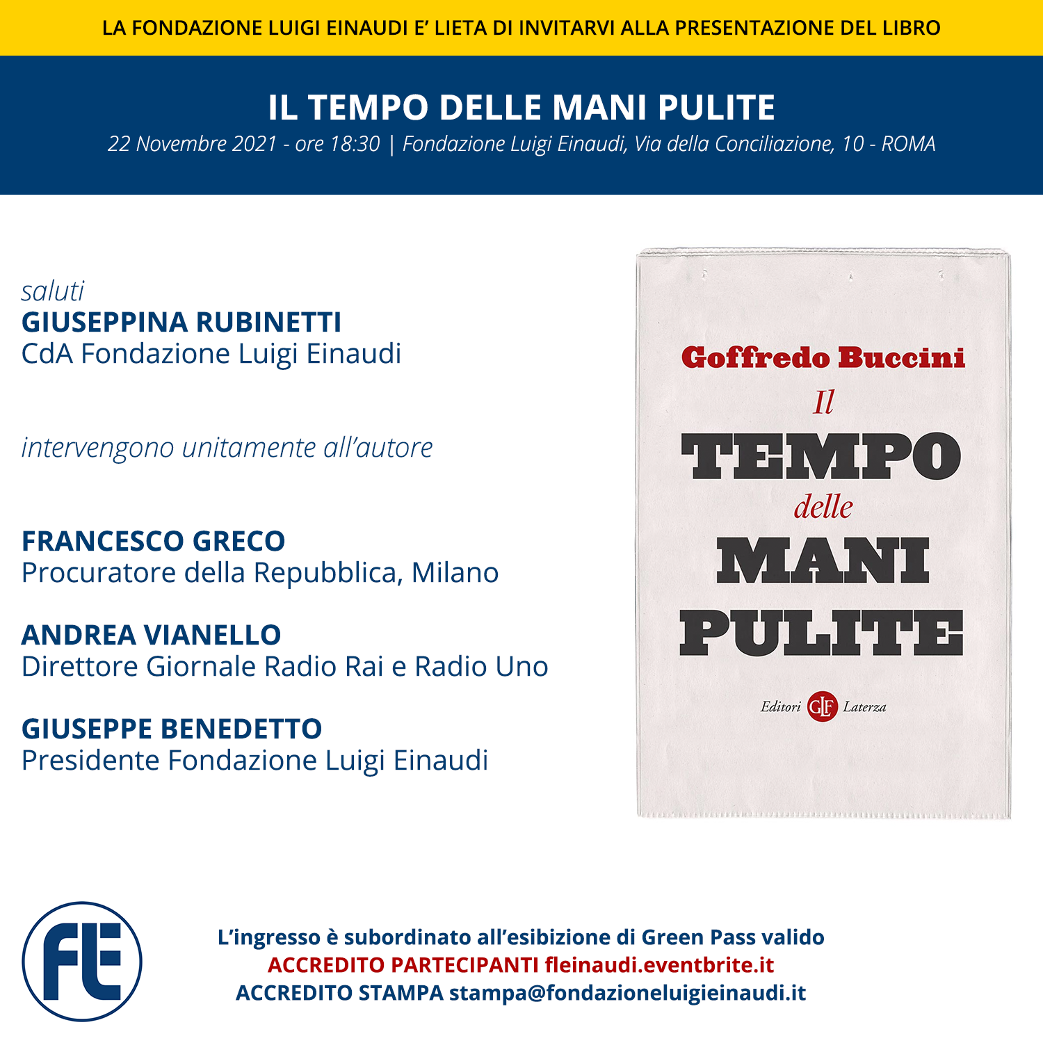 Presentazione del libro “Il tempo delle mani pulite” di Goffredo Buccini