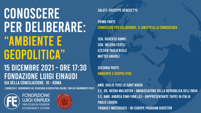 Conoscere per deliberare: ambiente e geopolitica