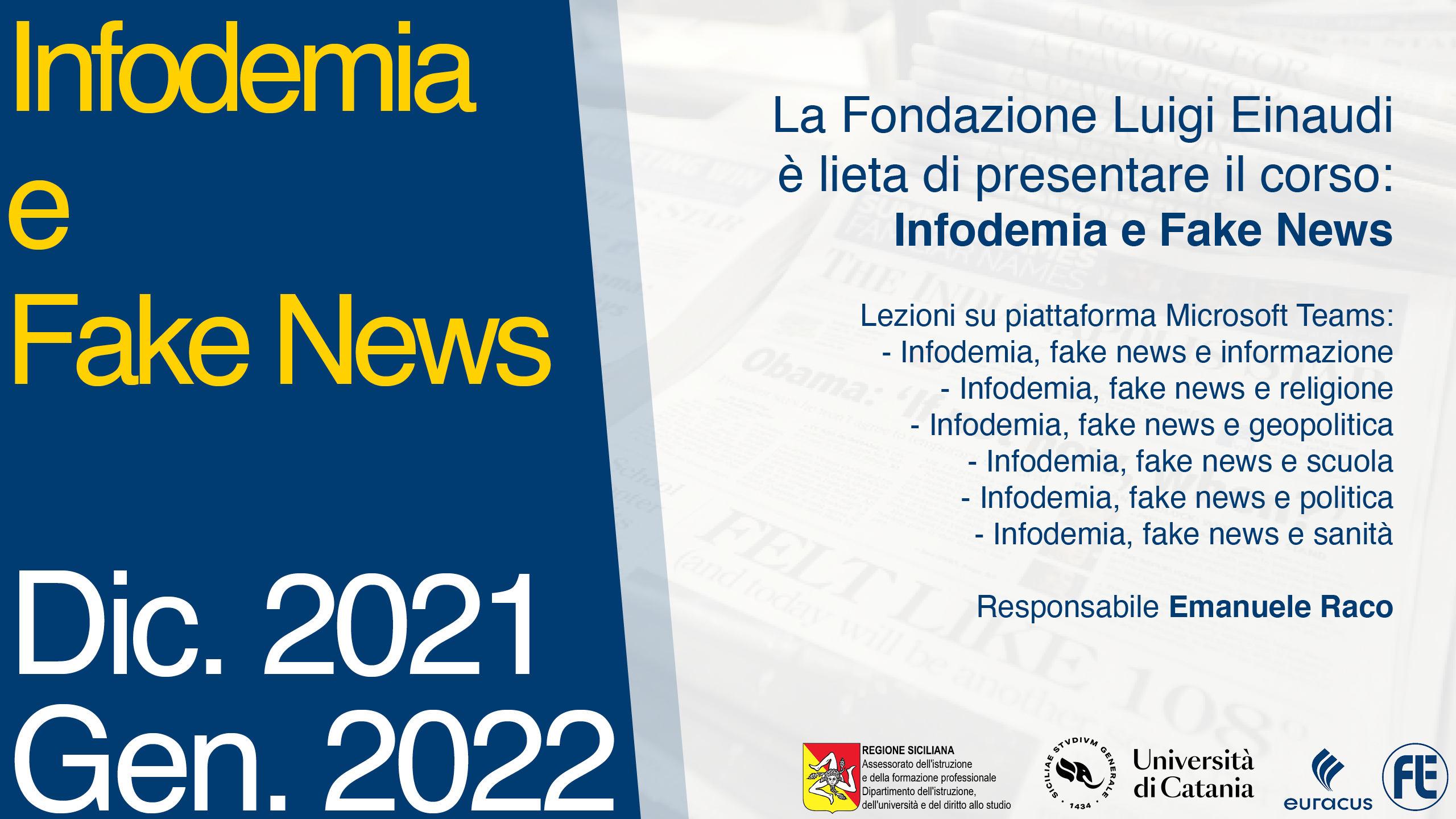 Progetto di formazione: Infodemia e Fake News