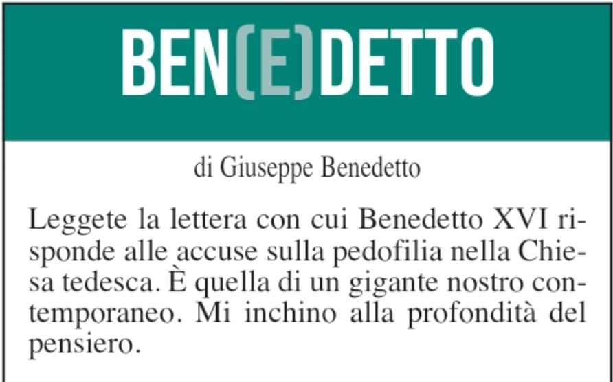 BEN(E)DETTO 10 febbraio 2022