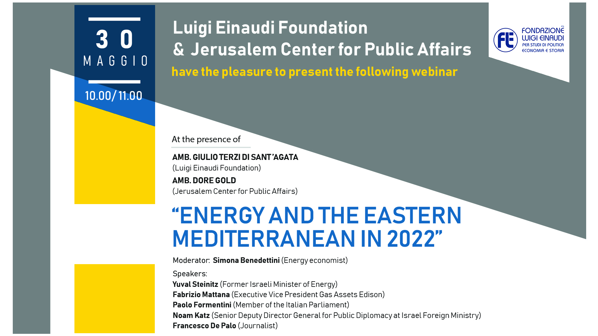 Webinar “Energy and the Eastern Mediterranean in 2022”