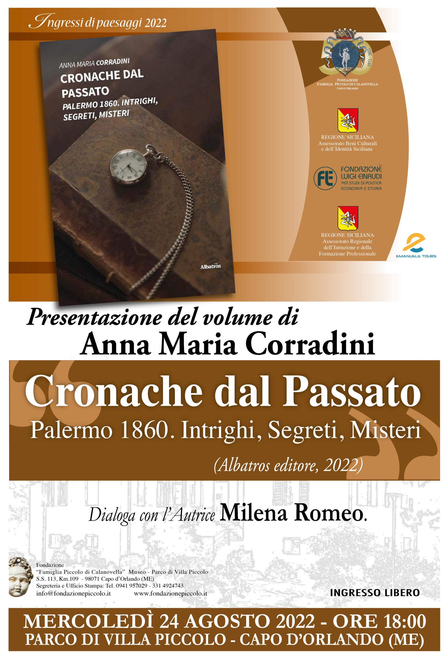 Presentazione del libro “Cronache dal passato. Palermo 1860. Intrighi, Segreti. Misteri” a Villa Piccolo