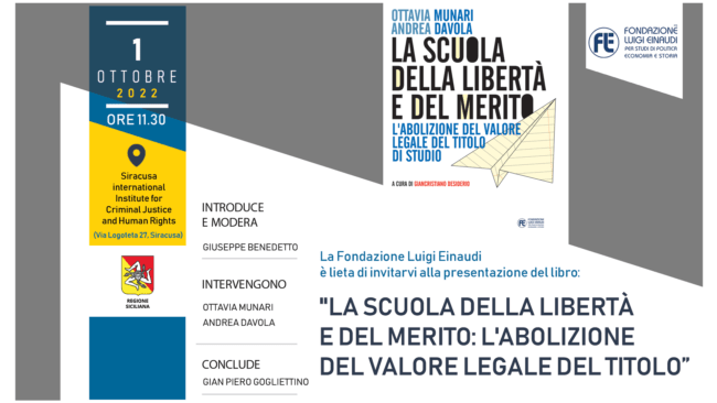 Presentazione del libro “La scuola della libertà e del merito”