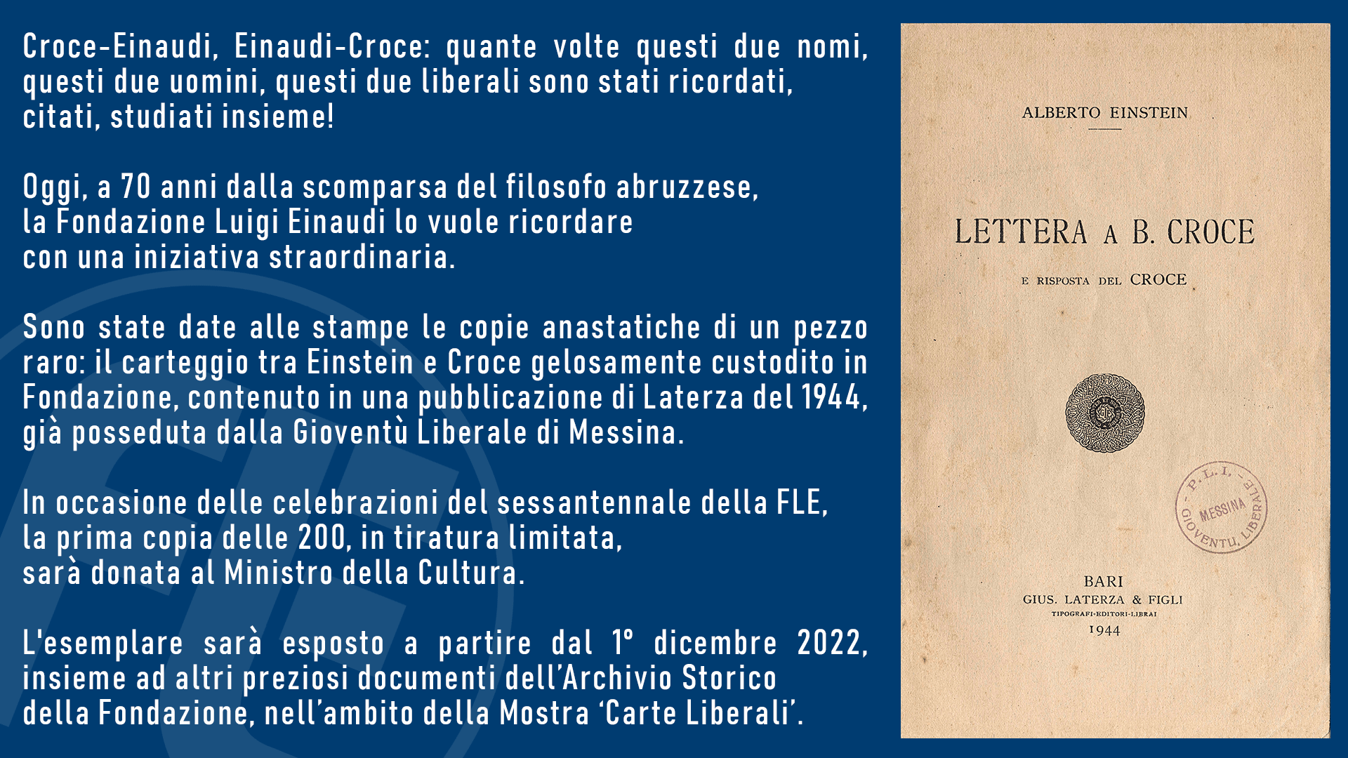 Benedetto Croce è l’italiano della verità e della libertà