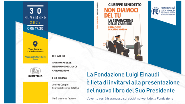 Presentazione del libro “Non diamoci del tu. La separazione delle carriere” di Giuseppe Benedetto. Prefazione di Carlo Nordio