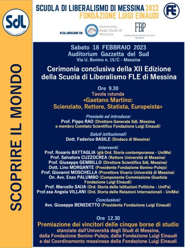 Scuola di Liberalismo 2022 - Messina: Cerimonia conclusiva della XII Edizione della Scuola di Liberalismo FLE di Messina