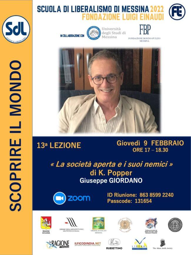 Scuola di Liberalismo 2022 – Messina: lezione di Giuseppe Giordano sul tema “la società aperta e i suoi nemici”