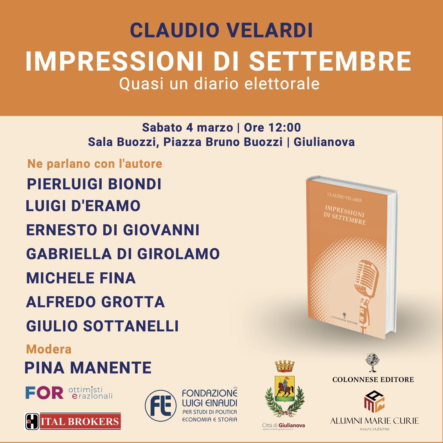 Presentazione del libro “Impressioni di settembre” di Claudio Velardi