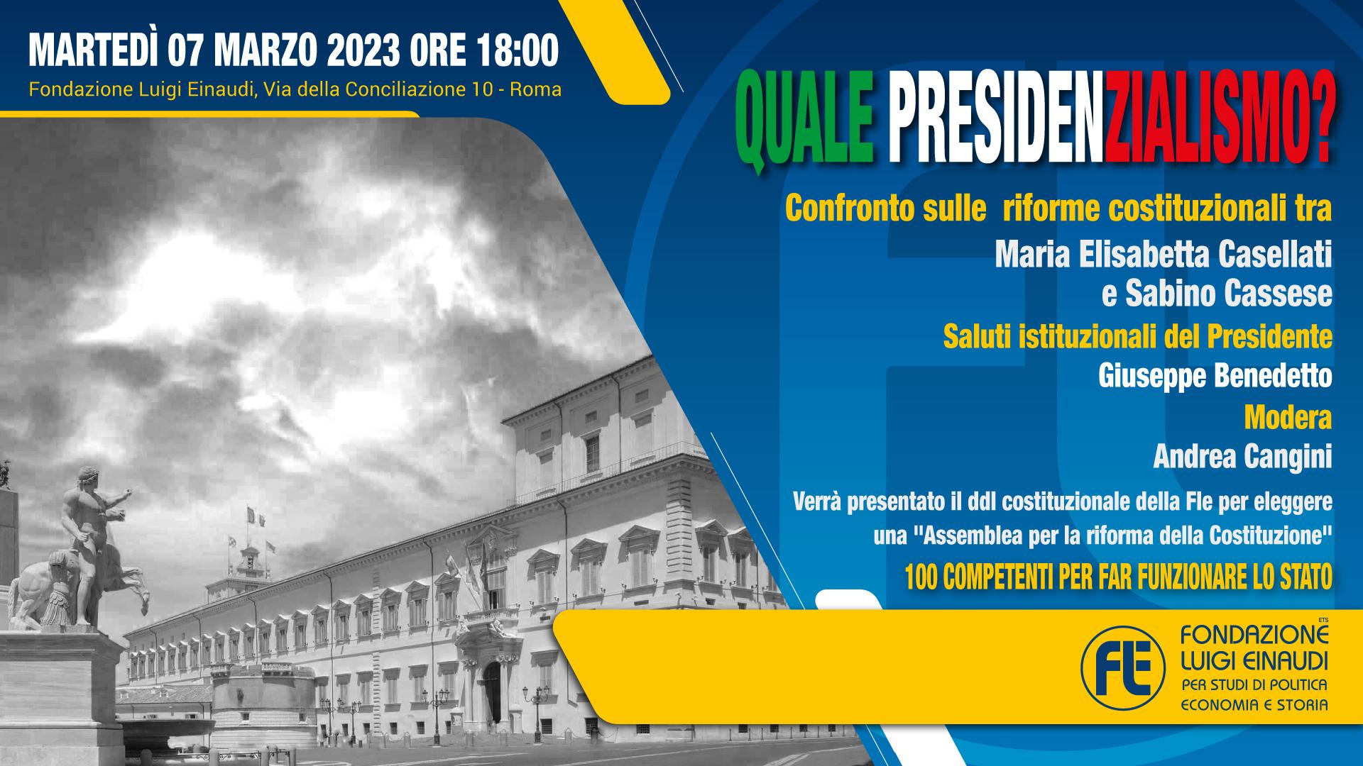 Quale presidenzialismo? Confronto tra il Ministro Casellati e il Professor Cassese