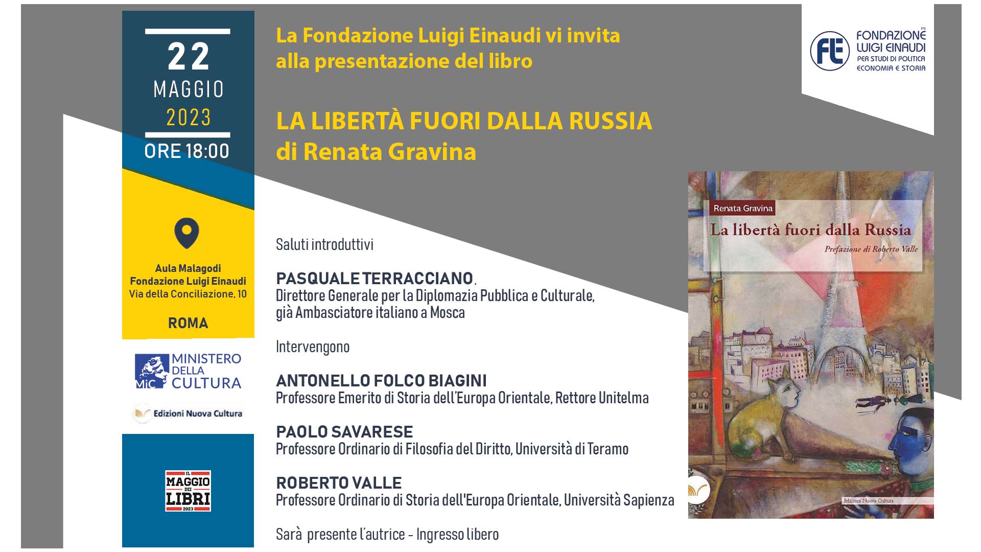 Presentazione del libro “La libertà fuori dalla Russia” di Renata Gravina