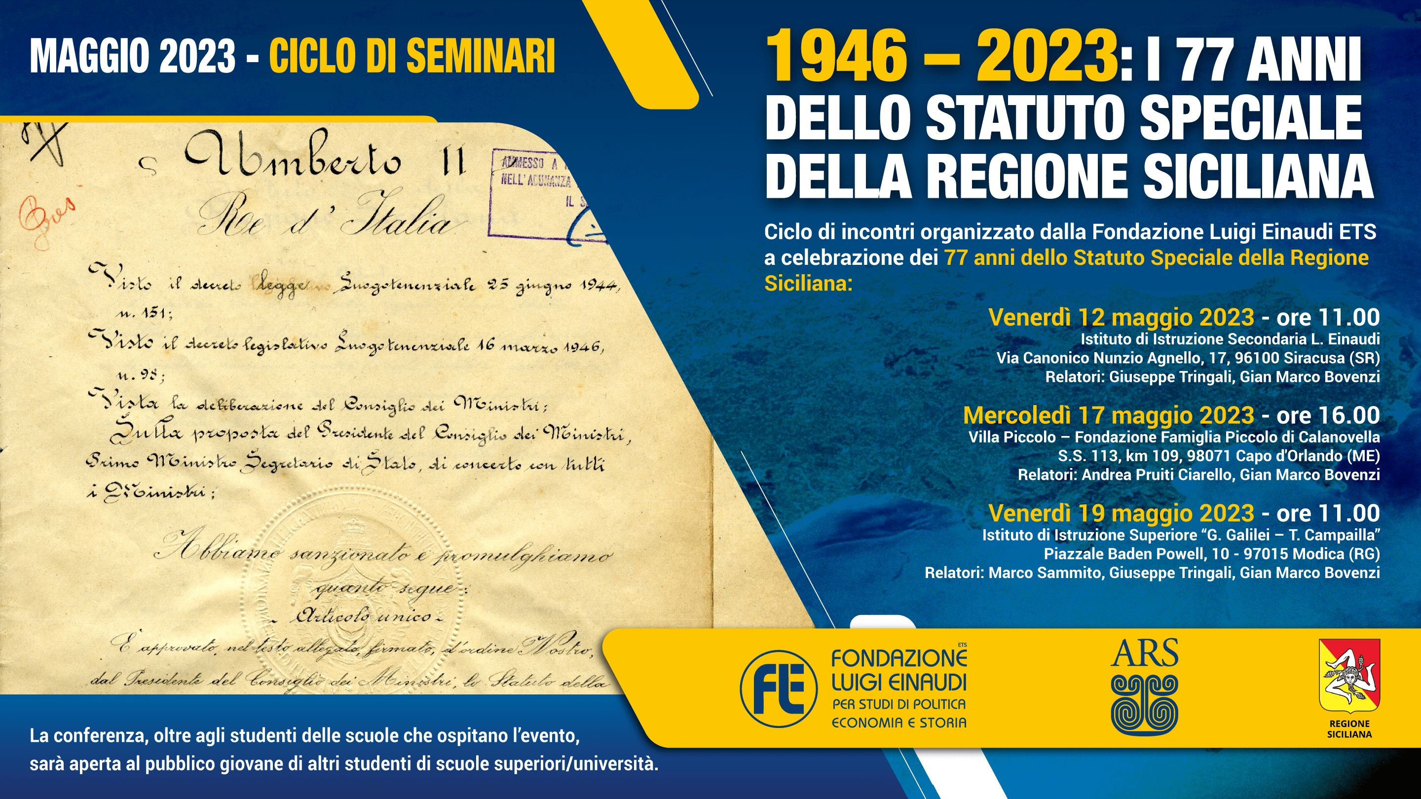1946-2023: i 77 anni dello statuto speciale della Regione Siciliana